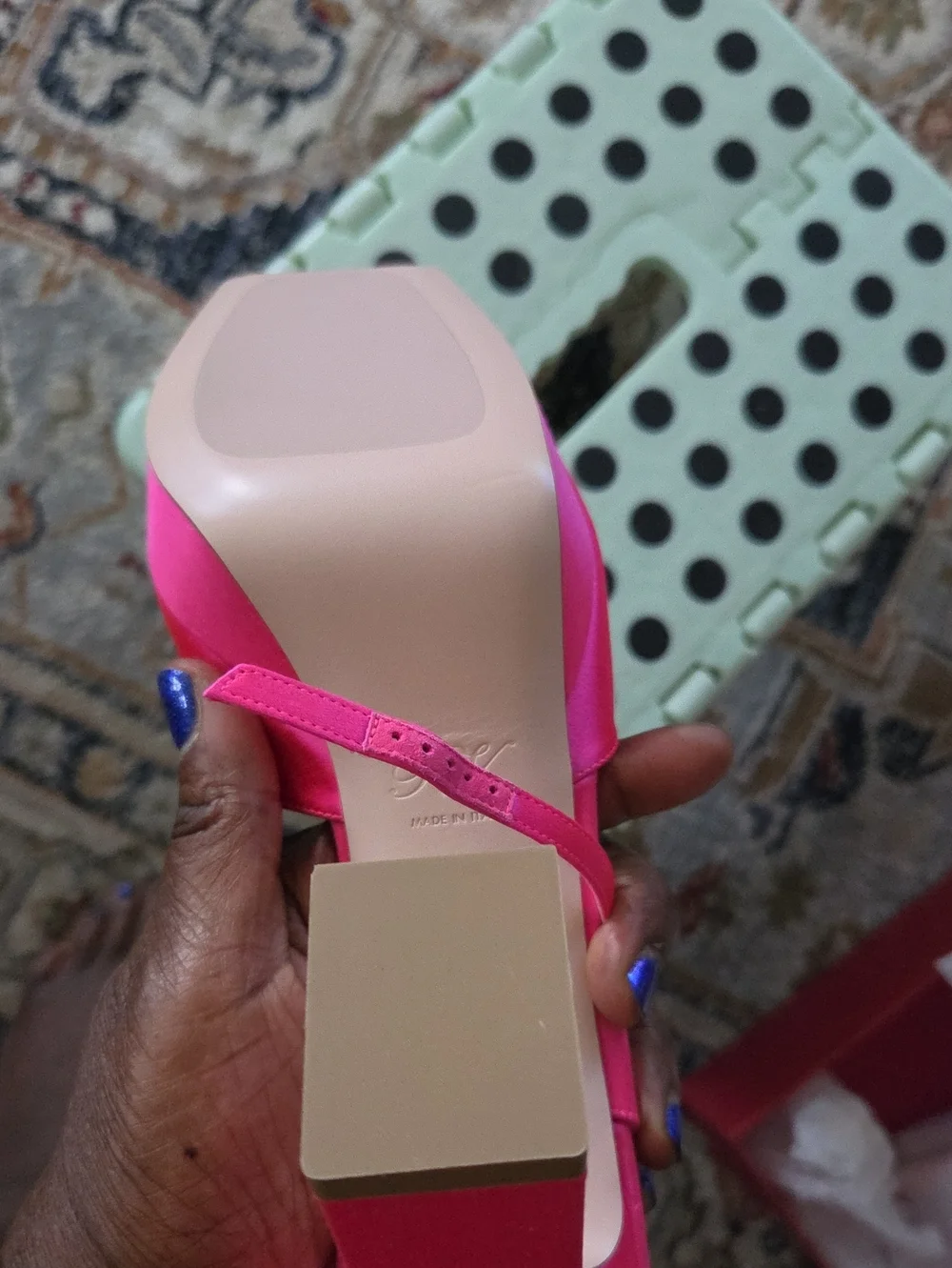 Pink Satin Platform Slingback Heels.